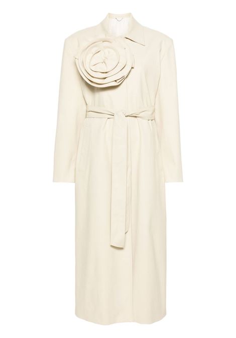 Trench con applicazione floreale in beige - donna